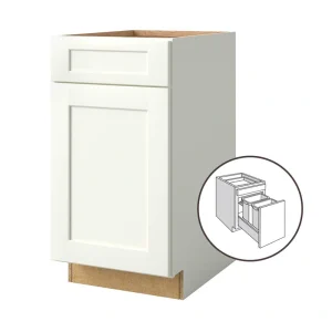allen + roth Aveley 18-in W x 34.5-in H x 24-in D Linen 1-Drawer Pull-out Wastebasket Base Fully Assembled Cabinet (Flat Panel Shaker Style)