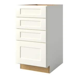 allen + roth Aveley 18-in W x 34.5-in H x 24-in D Linen 4-Drawer Base Fully Assembled Cabinet (Flat Panel Style)