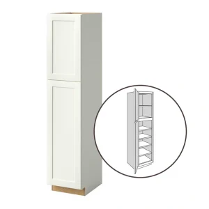 allen + roth Aveley 18-in W x 90-in H x 24-in D Linen Pantry Fully Assembled Cabinet (Flat Panel Shaker Door Style)