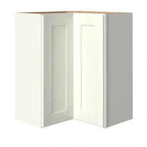 allen + roth Aveley 24-in W x 30.125-in H x 12-in D Linen Diagonal Corner Wall Fully Assembled Cabinet (Flat Panel Shaker Style)