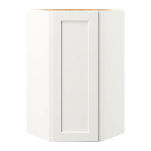 allen + roth Aveley 24-in W x 42.125-in H x 12-in D Linen Diagonal Corner Wall Fully Assembled Cabinet (Flat Panel Square Style)