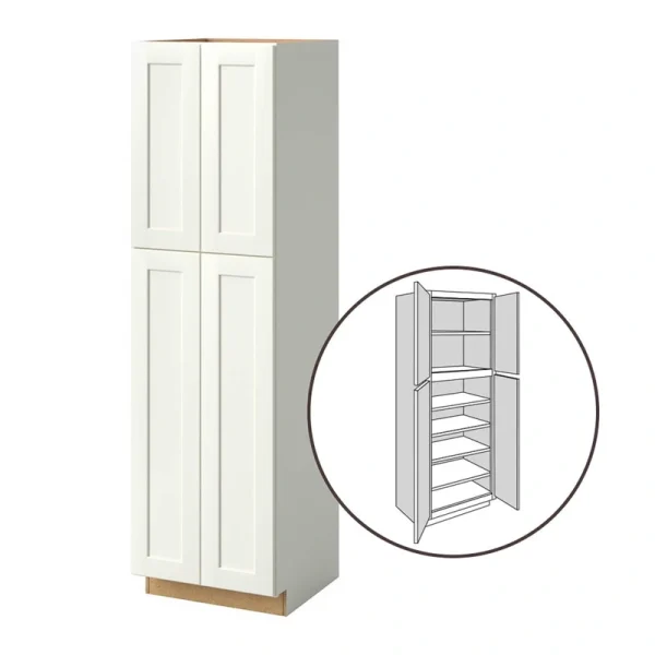 allen + roth Aveley 24-in W x 84-in H x 24-in D Linen Pantry Fully Assembled Cabinet (Flat Panel Shaker Door Style)