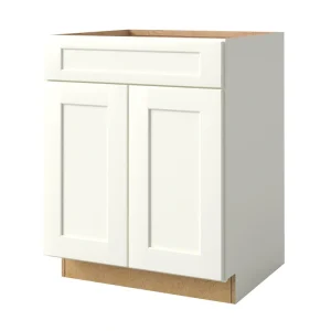 allen + roth Aveley 27-in W x 34.5-in H x 24-in D Linen 1-Drawer Base Fully Assembled Cabinet (Flat Panel Shaker Style)