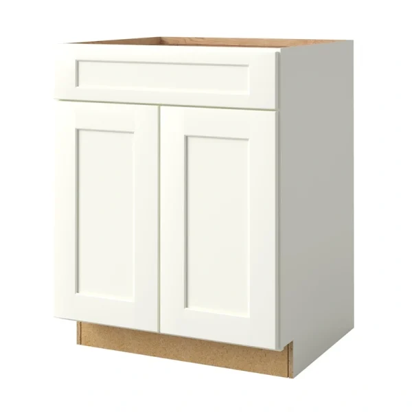 allen + roth Aveley 27-in W x 34.5-in H x 24-in D Linen 1-Drawer Base Fully Assembled Cabinet (Flat Panel Shaker Style)