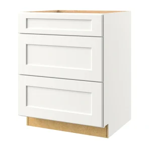 allen + roth Aveley 27-in W x 34.5-in H x 24-in D Linen 3-Drawer Base Fully Assembled Cabinet (Flat Panel Style)