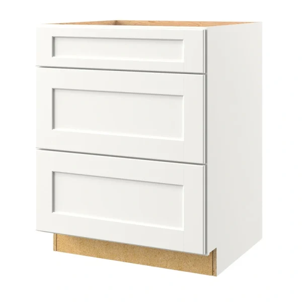 allen + roth Aveley 27-in W x 34.5-in H x 24-in D Linen 3-Drawer Base Fully Assembled Cabinet (Flat Panel Style)