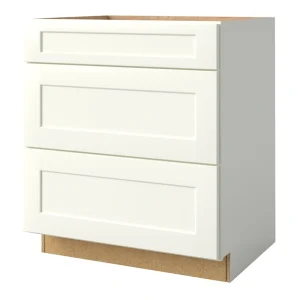 allen + roth Aveley 30-in W x 34.5-in H x 24-in D Linen 3-Drawer Base Fully Assembled Cabinet (Flat Panel Style)