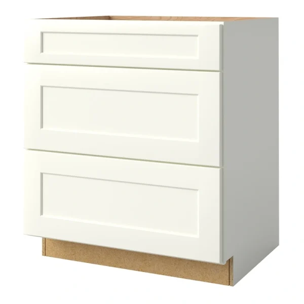 allen + roth Aveley 30-in W x 34.5-in H x 24-in D Linen 3-Drawer Base Fully Assembled Cabinet (Flat Panel Style)