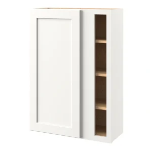 allen + roth Aveley 30-in W x 39.125-in H x 12-in D Linen Blind Corner Wall Fully Assembled Cabinet (Flat Panel Shaker Style)