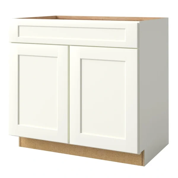 allen + roth Aveley 36-in W x 34.5-in H x 24-in D Linen 1-Drawer Base Fully Assembled Cabinet (Flat Panel Shaker Style)