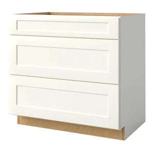 allen + roth Aveley 36-in W x 34.5-in H x 24-in D Linen 3-Drawer Base Fully Assembled Cabinet (Flat Panel Style)