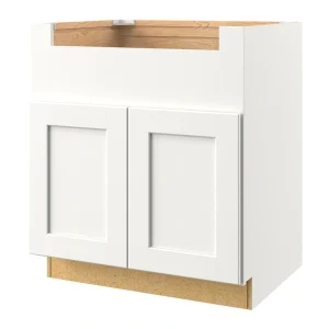 allen + roth Aveley 36-in W x 34.5-in H x 24-in D Linen Apron Front Sink Base Fully Assembled Cabinet (Flat Panel Shaker Style)