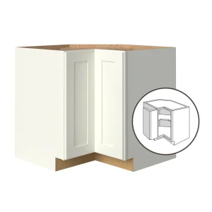 allen + roth Aveley 36-in W x 34.5-in H x 24-in D Linen Diagonal Corner Base Fully Assembled Cabinet (Flat Panel Shaker Style)