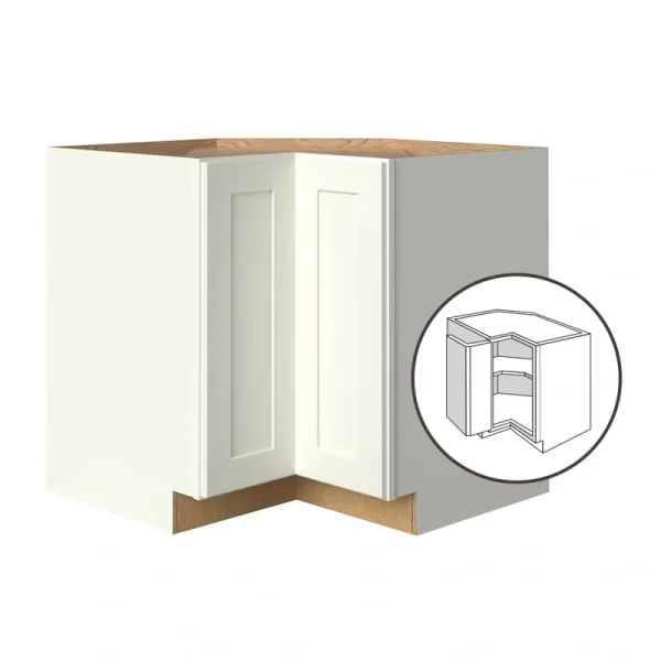 allen + roth Aveley 36-in W x 34.5-in H x 24-in D Linen Diagonal Corner Base Fully Assembled Cabinet (Flat Panel Shaker Style)