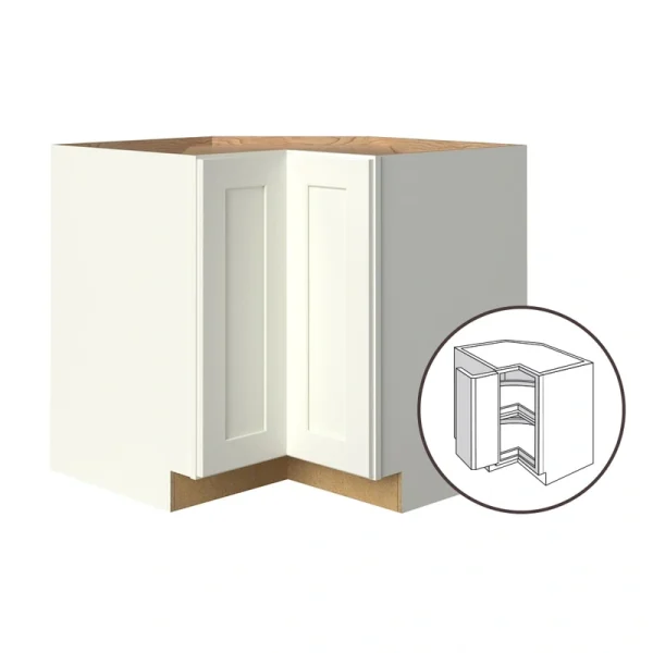 allen + roth Aveley 36-in W x 34.5-in H x 24-in D Linen Lazy Susan Corner Base Fully Assembled Cabinet (Flat Panel Shaker Style)