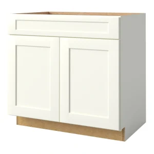 allen + roth Aveley 36-in W x 34.5-in H x 24-in D Linen Sink Base Fully Assembled Cabinet (Flat Panel Shaker Style)