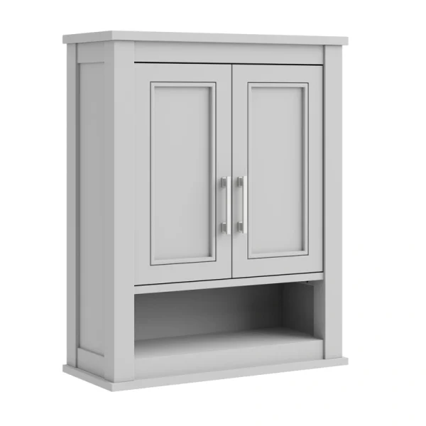 allen + roth Crest Hill 24-in x 30-in x 10-in True Gray Soft Close Bathroom Wall Cabinet