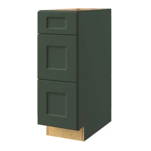allen + roth Galway 12-in W x 34.5-in H x 24-in D Sage 3-Drawer Base Fully Assembled Cabinet (Flat Panel Style)