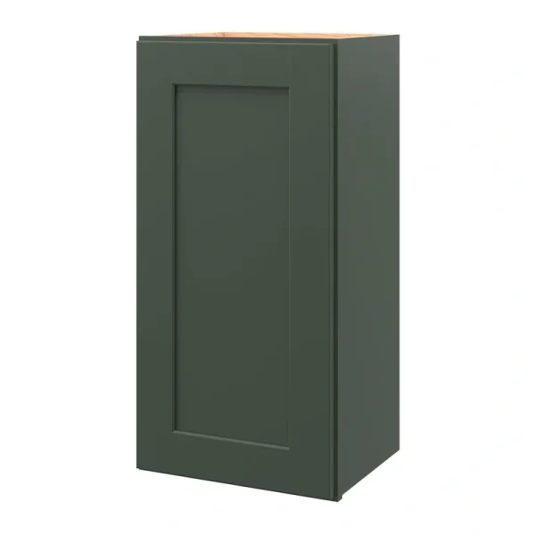 allen + roth Galway 15-in W x 30.125-in H x 12-in D Sage Wall Fully Assembled Cabinet (Flat Panel Shaker Door Style)