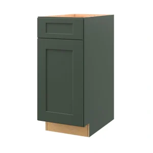 allen + roth Galway 15-in W x 34.5-in H x 24-in D Sage 1-Drawer Base Fully Assembled Cabinet (Flat Panel Shaker Style)