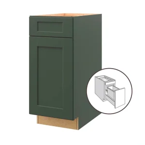 allen + roth Galway 15-in W x 34.5-in H x 24-in D Sage 1-Drawer Pull-out Wastebasket Base Fully Assembled Cabinet (Flat Panel Shaker Style)