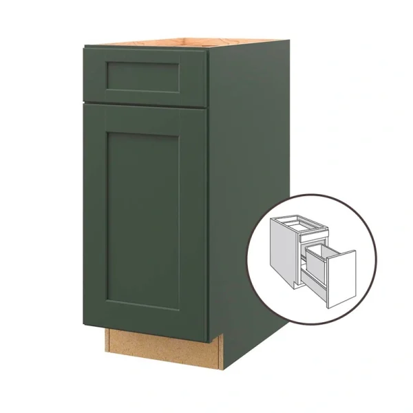 allen + roth Galway 15-in W x 34.5-in H x 24-in D Sage 1-Drawer Pull-out Wastebasket Base Fully Assembled Cabinet (Flat Panel Shaker Style)