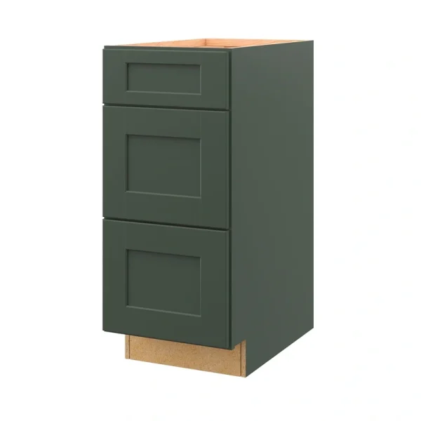 allen + roth Galway 15-in W x 34.5-in H x 24-in D Sage 3-Drawer Base Fully Assembled Cabinet (Flat Panel Style)