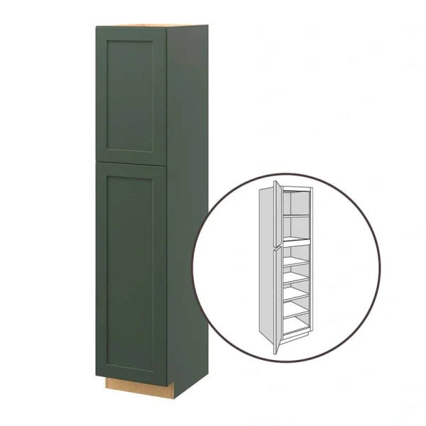 allen + roth Galway 18-in W x 90-in H x 24-in D Sage Pantry Fully Assembled Cabinet (Flat Panel Shaker Door Style)