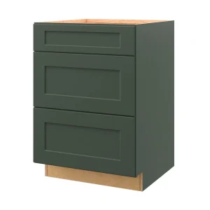 allen + roth Galway 24-in W x 34.5-in H x 24-in D Sage 3-Drawer Base Fully Assembled Cabinet (Flat Panel Style)