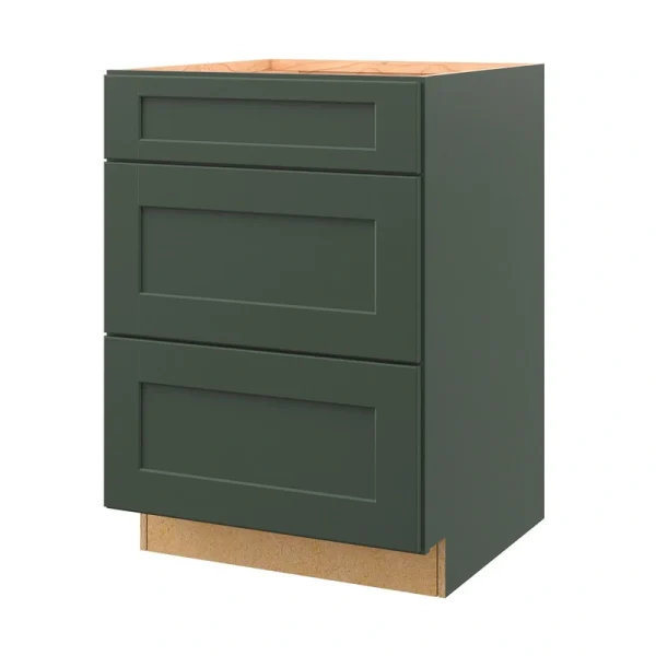 allen + roth Galway 24-in W x 34.5-in H x 24-in D Sage 3-Drawer Base Fully Assembled Cabinet (Flat Panel Style)