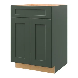 allen + roth Galway 24-in W x 34.5-in H x 24-in D Sage Sink Base Fully Assembled Cabinet (Flat Panel Shaker Style)