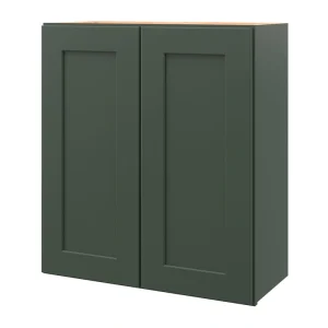 allen + roth Galway 27-in W x 30.125-in H x 12-in D Sage Wall Fully Assembled Cabinet (Flat Panel Shaker Door Style)