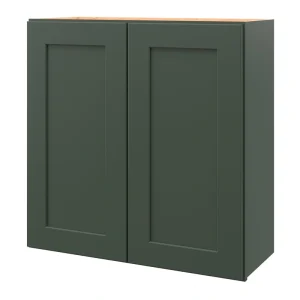 allen + roth Galway 30-in W x 30.125-in H x 12-in D Sage Wall Fully Assembled Cabinet (Flat Panel Shaker Door Style)