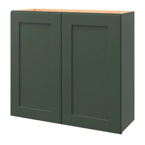 allen + roth Galway 33-in W x 30.125-in H x 12-in D Sage Wall Fully Assembled Cabinet (Flat Panel Shaker Door Style)