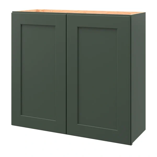 allen + roth Galway 33-in W x 30.125-in H x 12-in D Sage Wall Fully Assembled Cabinet (Flat Panel Shaker Door Style)