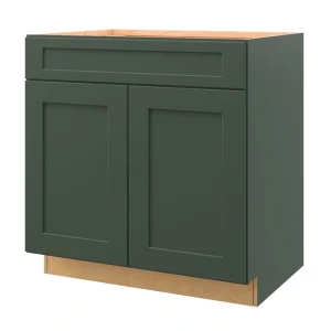 allen + roth Galway 33-in W x 34.5-in H x 24-in D Sage 1-Drawer Base Fully Assembled Cabinet (Flat Panel Shaker Style)