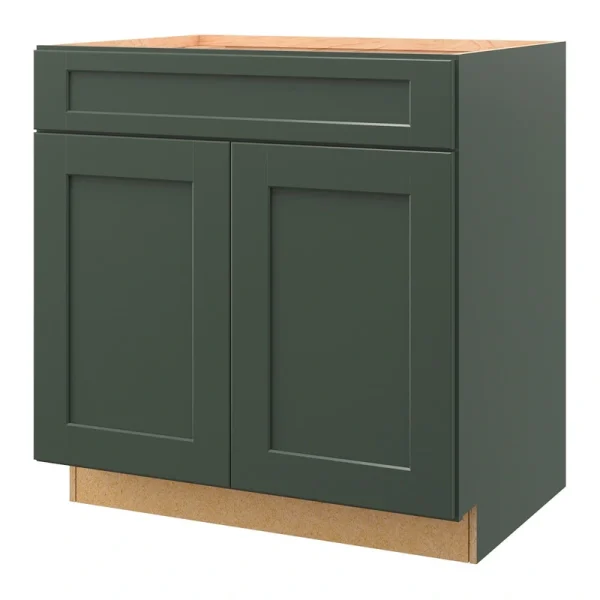 allen + roth Galway 33-in W x 34.5-in H x 24-in D Sage Sink Base Fully Assembled Cabinet (Flat Panel Shaker Style)