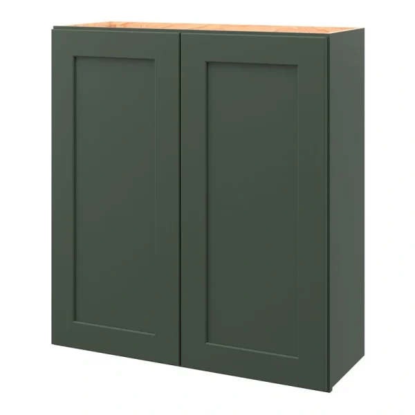 allen + roth Galway 33-in W x 36.125-in H x 12-in D Sage Wall Fully Assembled Cabinet (Flat Panel Shaker Door Style)
