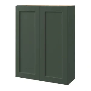 allen + roth Galway 33-in W x 39-in H x 12-in D Sage Wall Fully Assembled Cabinet (Flat Panel Square Door Style)