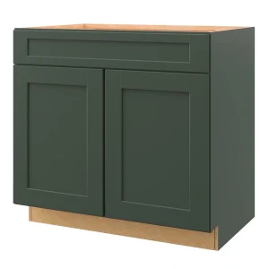 allen + roth Galway 36-in W x 34.5-in H x 24-in D Sage 1-Drawer Base Fully Assembled Cabinet (Flat Panel Shaker Style)