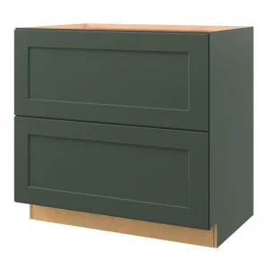 allen + roth Galway 36-in W x 34.5-in H x 24-in D Sage 2-Drawer Base Fully Assembled Cabinet (Flat Panel Style)