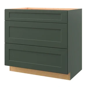 allen + roth Galway 36-in W x 34.5-in H x 24-in D Sage 3-Drawer Base Fully Assembled Cabinet (Flat Panel Style)