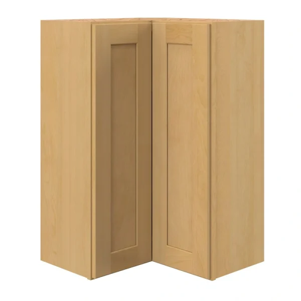 allen + roth Glenloch 24-in W x 36.125-in H x 12-in D Rye Diagonal Corner Wall Fully Assembled Cabinet (Flat Panel Square Style)