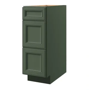 allen + roth Heathrow 12-in W x 34.5-in H x 24-in D Sage 3-Drawer Base Fully Assembled Cabinet (Recessed Panel Style)