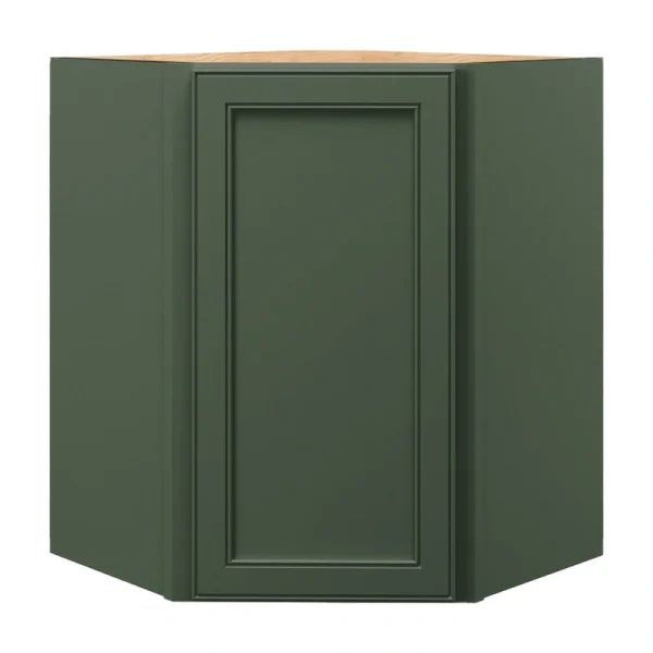 allen + roth Heathrow 24-in W x 30.125-in H x 12-in D Sage Diagonal Corner Wall Fully Assembled Cabinet (Recessed Panel Square Style)