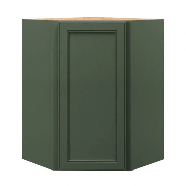 allen + roth Heathrow 24-in W x 36.125-in H x 12-in D Sage Diagonal Corner Wall Fully Assembled Cabinet (Recessed Panel Square Style)