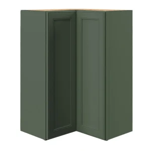 allen + roth Heathrow 24-in W x 39.125-in H x 12-in D Sage Diagonal Corner Wall Fully Assembled Cabinet (Recessed Panel Square Style)