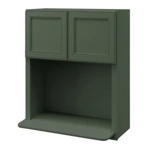 allen + roth Heathrow 26.75-in W x 18.625-in H x 17.75-in D Sage Microwave Wall Fully Assembled Cabinet (Recessed Panel Square Style)