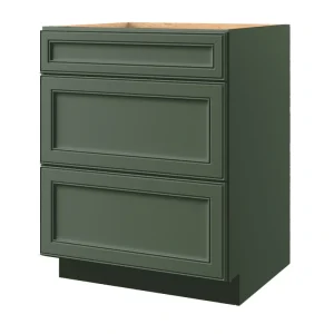 allen + roth Heathrow 27-in W x 34.5-in H x 24-in D Sage 3-Drawer Base Fully Assembled Cabinet (Recessed Panel Style)