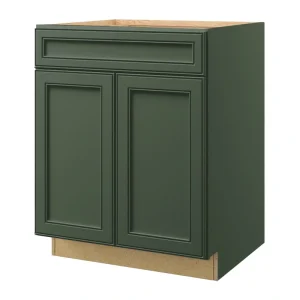 allen + roth Heathrow 27-in W x 34.5-in H x 24-in D Sage Sink Base Fully Assembled Cabinet (Recessed Panel Square Style)